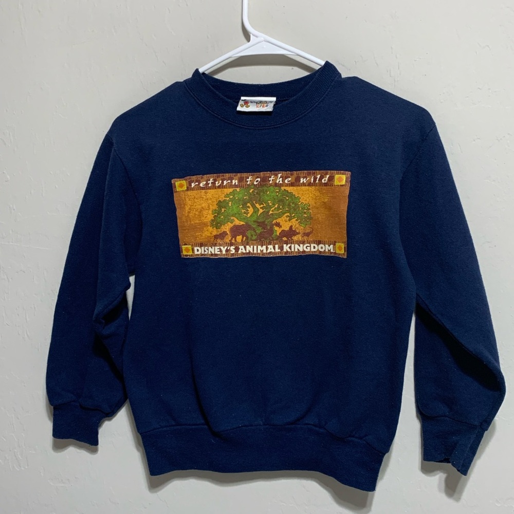Vintage 90s Disney Animal Kingdom Navy Sweater KIDS size Medium